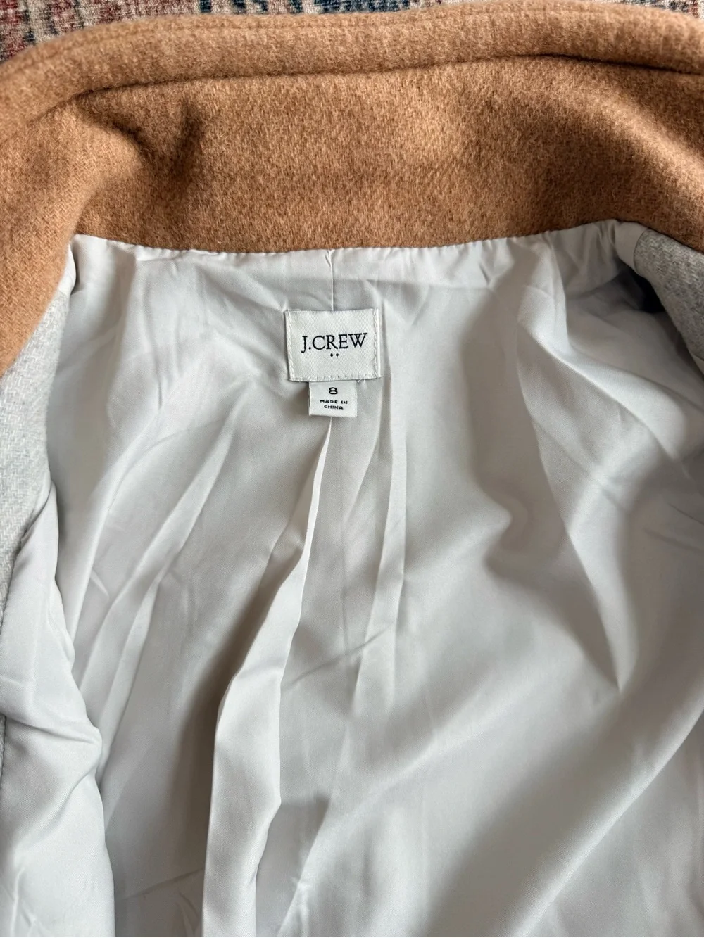 J. Crew Factory Colorblock City Coat in Camel, Light Gray & Black